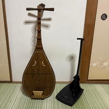 Japanese musical rare instrument Antique biwa Four strings five pillars