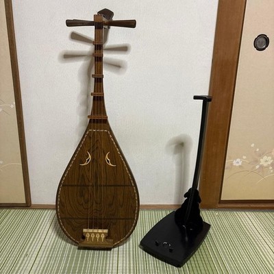 Japanese musical rare instrument Antique biwa Four strings five