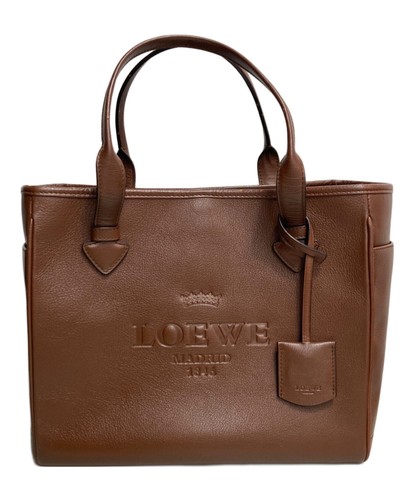 LOEWE Heritage Small Tote Bag Brown Leather From Japan
