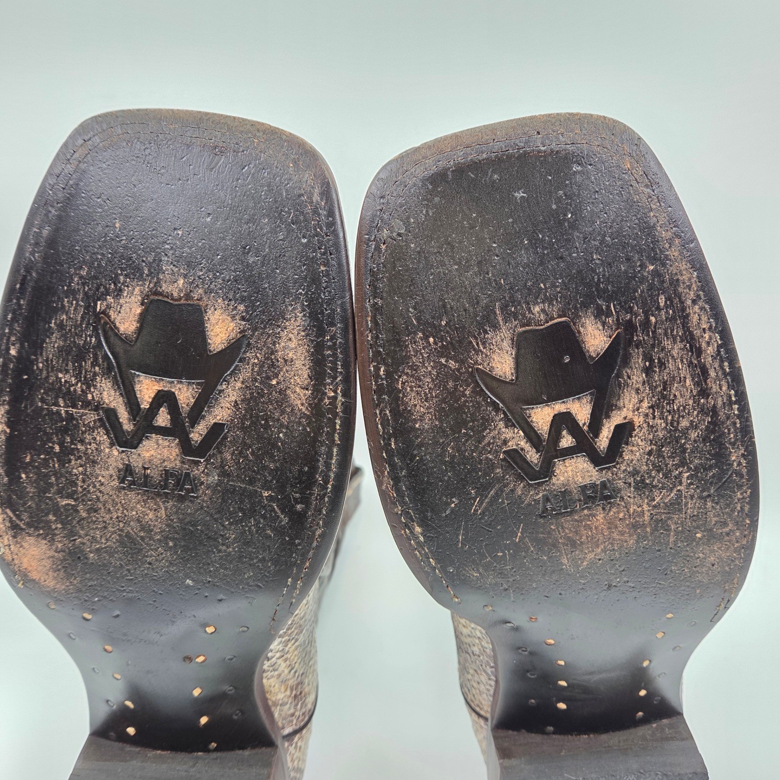 Alfa Python Snakeskin Square Toe Leather Western … - image 10