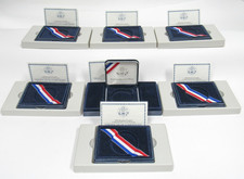 LOT OF 7 EMPTY BENJAMIN FRANKLIN COMMEMORATIVE SILVER DOLLAR NO COIN BOXES W/COA