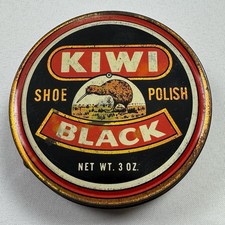 Kiwi Black Shoe Polish 3oz Collectible Advertising Tin Can Vintage USA Full New