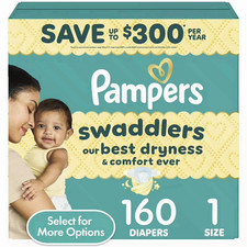 Pampers Swaddlers Baby Diapers Size 1, 160 Count
