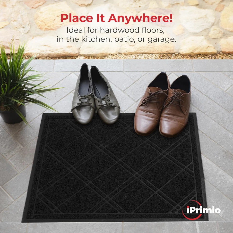 Alfombrilla de puerta de entrada universal - Alfombra de piso a cuadros de 42 x 35 pulgadas para interiores y exteriores... Foto 4 de 4