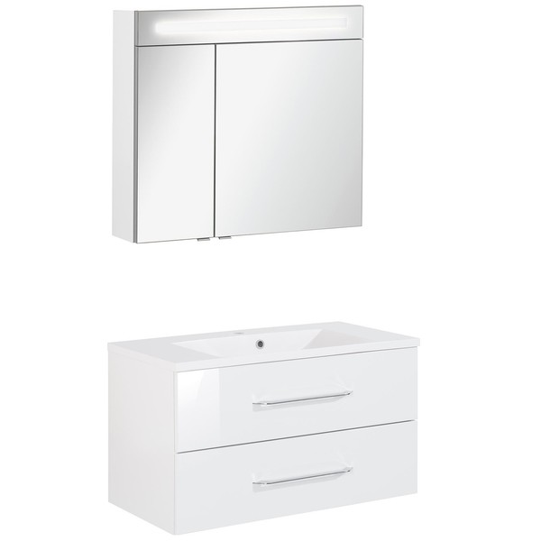 Fackelmann BadmöBel Set B.Clever 2-Tlg. 90 Cm Weiß Inkl. Led Spiegelschrank-image