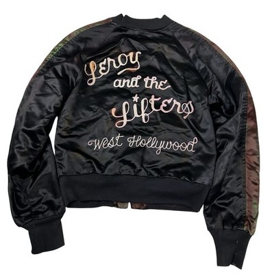 Vtg 80s Rare Satin Bomber Reversible Band Merch Jacket Chainstitch Sz SM