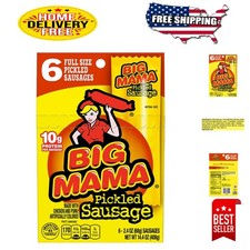 Delicious Big Mama Pickled Sausages 6 Pack - Perfect Low-Carb Snack for Cravings