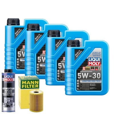 Motoröl 5W30 LIQUI MOLY Longtime High Tech 4L +MANN Ölfilter +Spülung