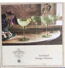 4 Piece Set John Derian Target Cocktail Coupe Glasses Green  Thanksgiving