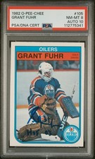 1982 O-PEE-CHEE 105 GRANT FUHR RC Rookie PSA 8 Auto 10 HOF 03 inscription