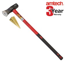 Splitting Maul Axe - Fiberglass Shaft & Rubber Grip Handle 96oz 6lb + Log Bomb