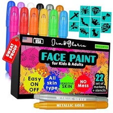 Face Paint Kit with Stencils, 12 Large Professional Face Painting Kit for