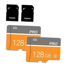 128GB Micro Memory Card,TF Card with Adapter Class 10 High 128GB-2PACK Yellow