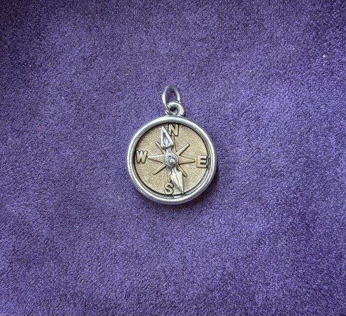 James Avery Sterling/Bronze Folge dem Weg Kompass Charm SIEHE BILDER & BESCHREIBUNG