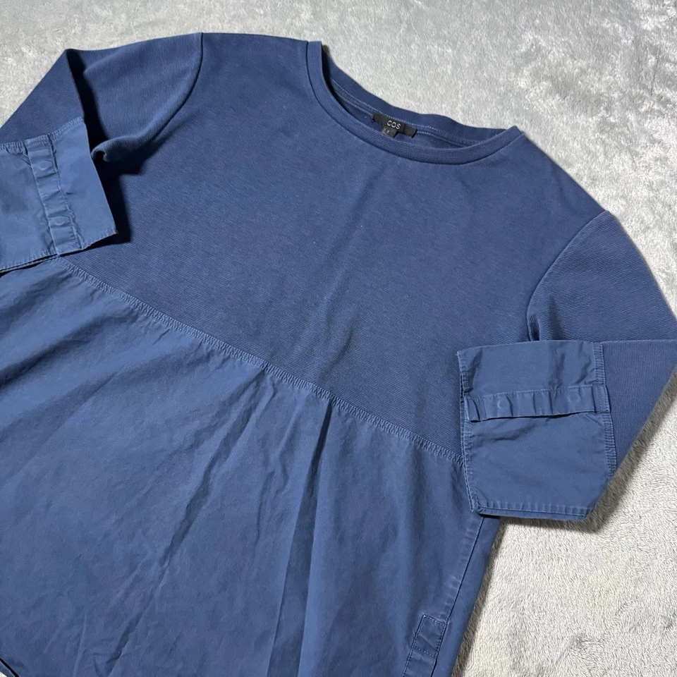 Camisa pulóver COS Media mezcla de algodón para mujer azul talla XS manga grande 3/4 Foto 2 de 4