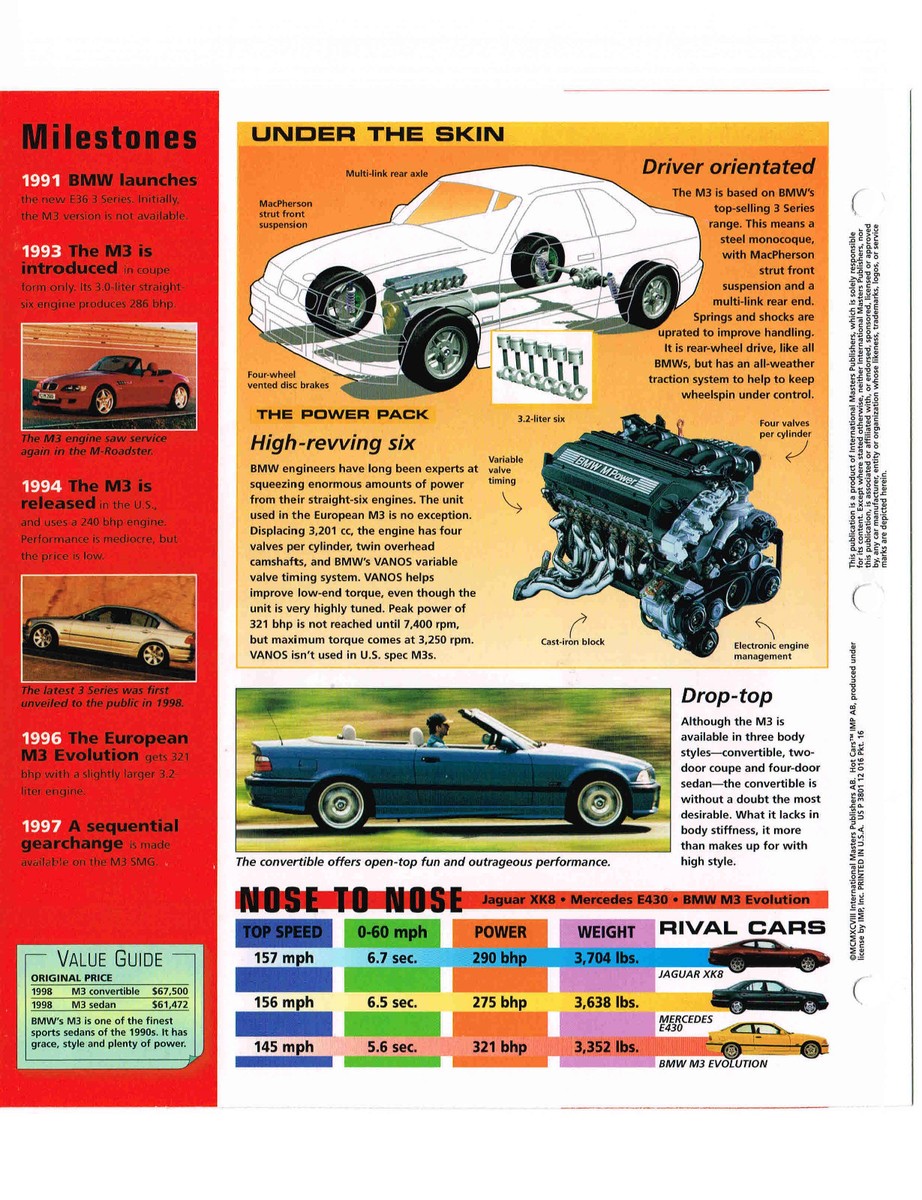 1993/1994/1995/1996/1997/1998 BMW M3 / M-3 IMP Brochure | eBay