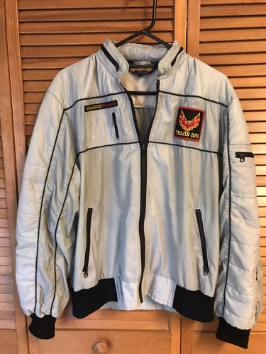 Vintage 80's Style Auto California Large Gray Trans Am Racing Jacket w/Zippers - Picture 8 of 17