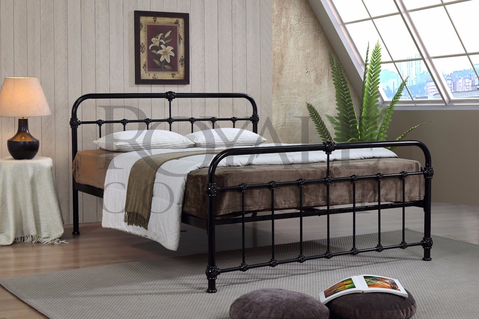 double metal bed frame with mattress