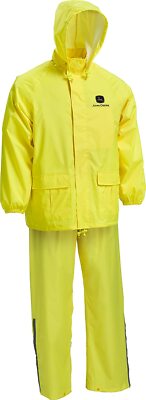 John Deere Safety Yellow Rain Suit Mens Large 42-44 Waterproof