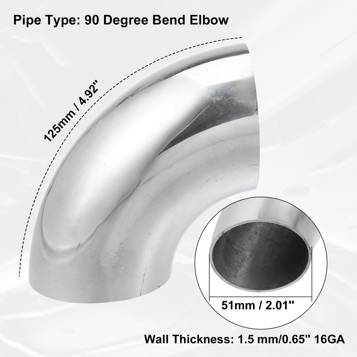 Y Pipe Exhaust YSIL 2 Inch 90 Degree Exhaust Pipe Bend Elbow Stainless Steel Mandrel Tube For Car Modified Exhaust System Stair Handrail 4PCS 2.5 Inch Exhaust Pipe - Foto 7