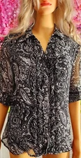 Jaclyn Smith black and white paisley XL