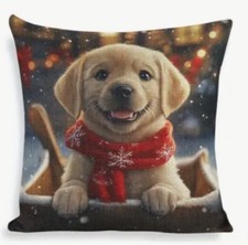 Golden Retriever Puppy Double Sided Christmas Throw Pillow Cover Home Decor