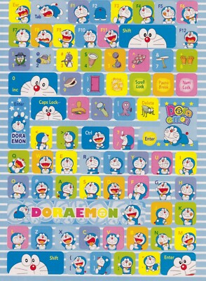 DORAEMON COMPUTER KEYBOARD STICKER SHEET - 14 x 25 cm Doraemon Character Pattern
