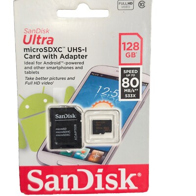 SanDisk Ultra PLUS 128GB MicroSDXC UHS-1 Card W/ Adapter