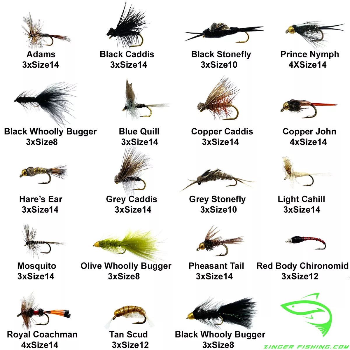 60 Hand Tied Fly Fishing Flies Kit, Assortment of Wet Flies, Dry Flies,  Nymphs