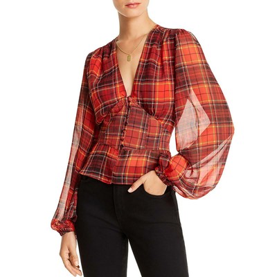 red plaid peplum top