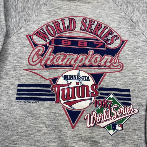 Vintage Gray 1987 World Series MLB Champions Minnesota Twins Sweatshirt Adult XL - Picture 3 of 9