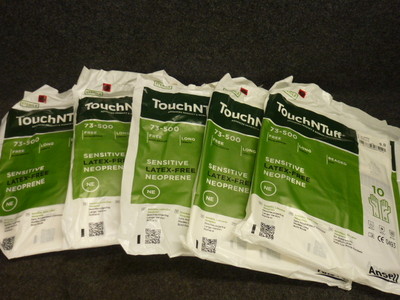 NEW! ANSELL 73-500 TOUCH N TUFF NEOPRENE CHEMICAL RESISTGLOVES, SZ: L, (199-PR)