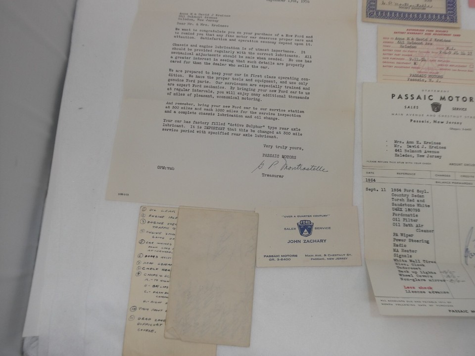 VINTAGE 1954 PASSAIC MOTORS NEW JERSEY DEALERSHIP SALES FORD CAR