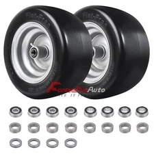 2pcs 11x6.00-5 Flat Free Wheel Tire Solid Smooth Lawn Mower,3/4" or 5/8" Bearing