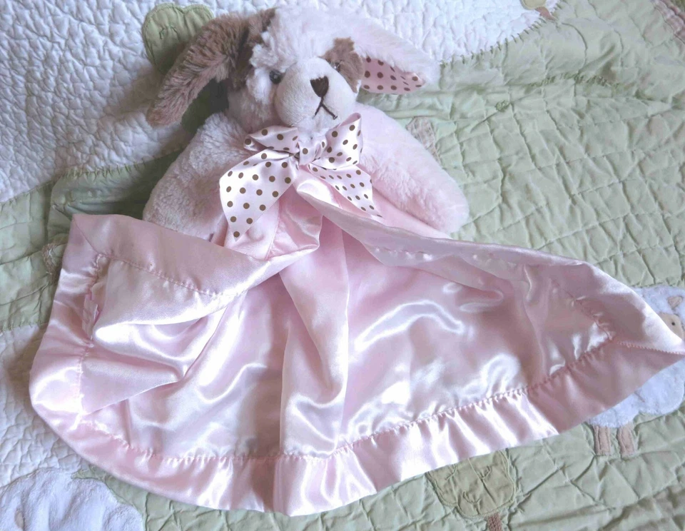 Bearington Baby Collection Cachorro Perro Rosa Satinado Niña Manta de Seguridad Juguete Lovey Foto 2 de 4