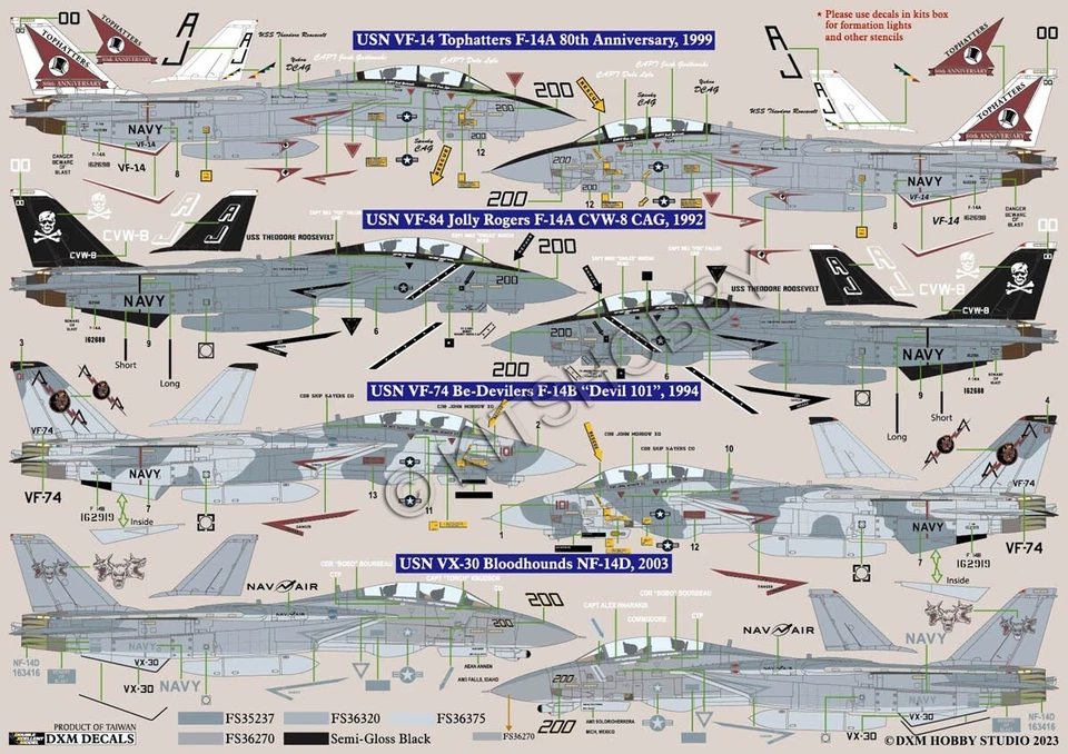 DXM decal 1/48 USN F-14 Tomcat Collection 2 (VF-14 / VF-84 / VF-74 / VX-30) - Image 2 of 4