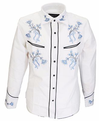 Weißblaue Western Cowboy Vintage/Retro Hemden