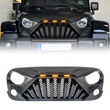 Front Bumper Grille Goliath Grill Wamber Lamps For 2007-18 Jeep Wrangler Jk Jku