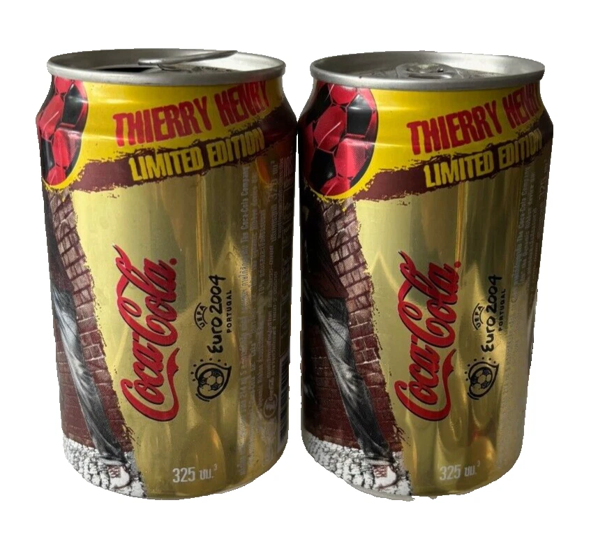 2x COKE Coca Cola Fútbol Euro 2004 Edición Limitada Lata de Oro de Tailandia Foto 3 de 4