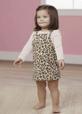 NWT Little Girls Leopard Print Corduroy Overall Dress Sizes 4T-5T Large Mud Pie