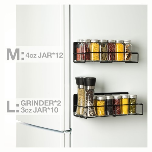 4 Pack Magnetic Spice Rack For Refrigerator Strong Large Size Space Saving - Picture 2 of 8
