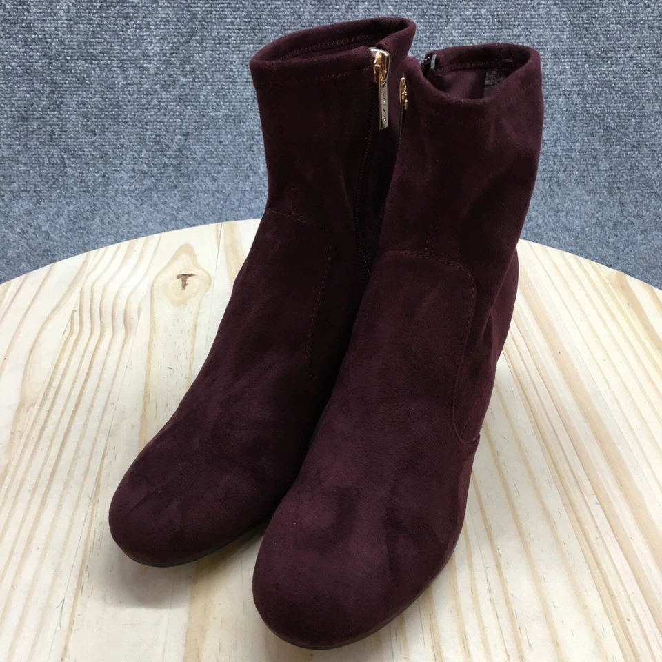 Unisa Boots Womens 6.5 M Chelsea Burgundy Pull On Casual Ankle Top Block Heels - Image 4 of 4