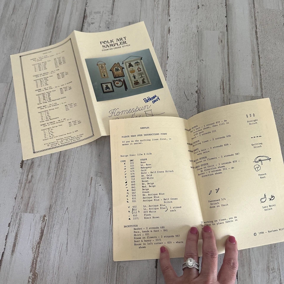 Folk Art Sampler Counted Cross Stitch Patterns ONLY Welcome Friends Country - Image 4 of 4