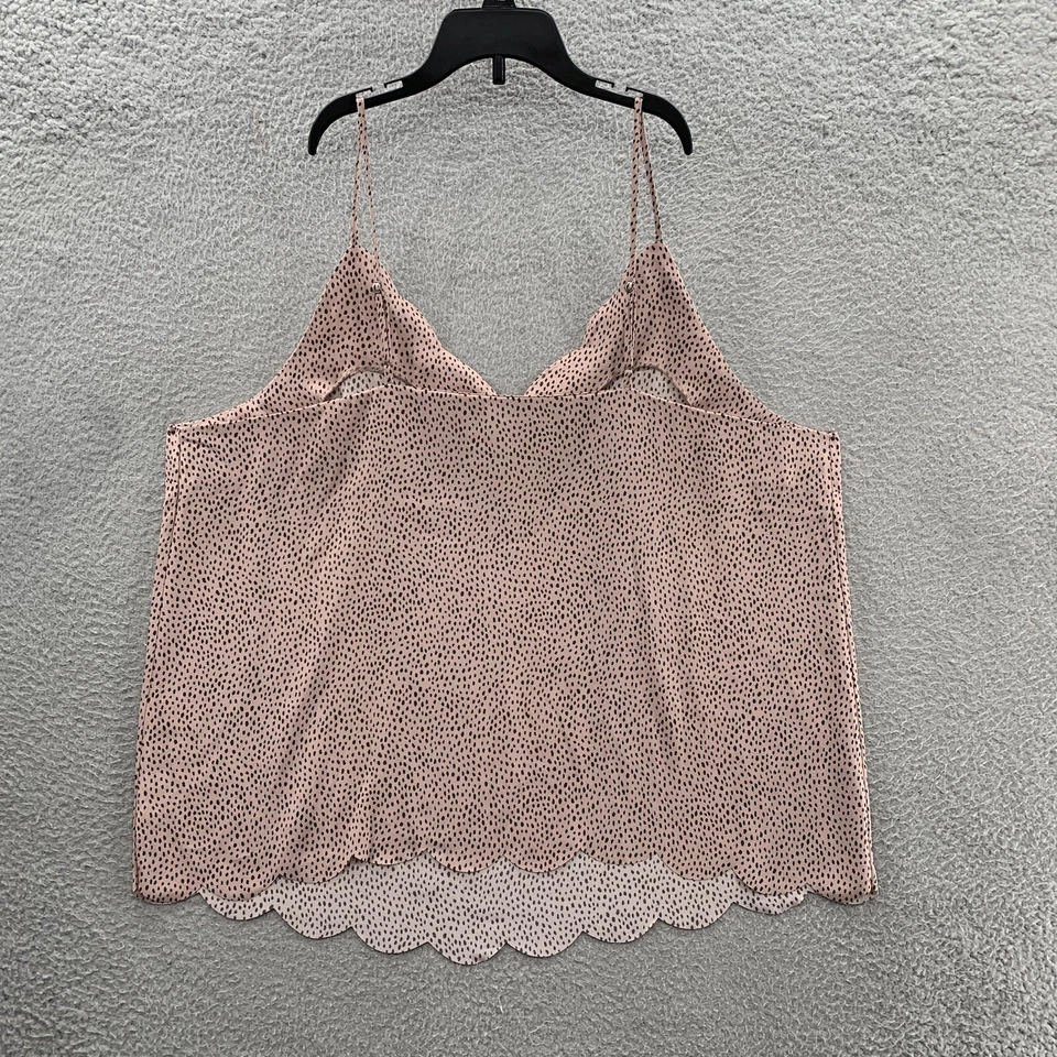 Halogen Cami Semi Sheer Women Pink Blush Dotted Adjustable Straps Round Trim 1X - Image 3 of 4