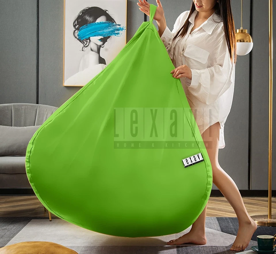 Funda Silla Bean Bag con Reposapiés Imitación Cuero Verde Sin Frijoles XXXL Foto 3 de 4