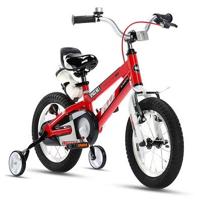 RoyalBaby Space 16" Kids Bike w/Training Wheels & Kickstand, Red (Open Box)