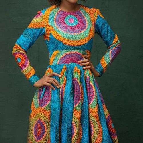 Women Clothing 2024 New Fashion African Dress Female Geometric Print Clothes Lon - Picture 5 of 13