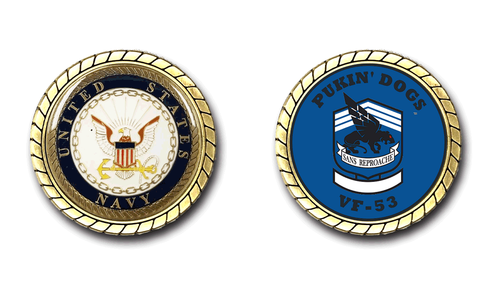 VF-53 Pukin' Dogs US Navy Challenge Coin Officially Licensed US Navy