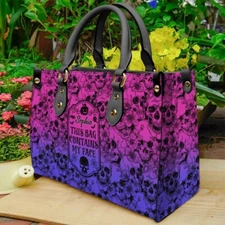 Personalized Skulls This Bag Contains My Face Skull Leather Handbag Gift