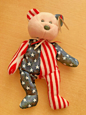 TY Beanie Baby Spangle (rosa Gesicht) Bär B1